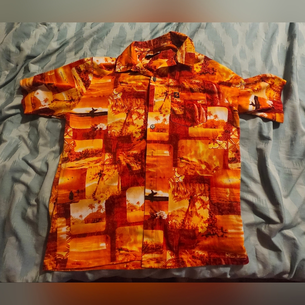 Vintage Hotsand Button Down Hawaiian Shirt Men's Size Medium Short Sleeve